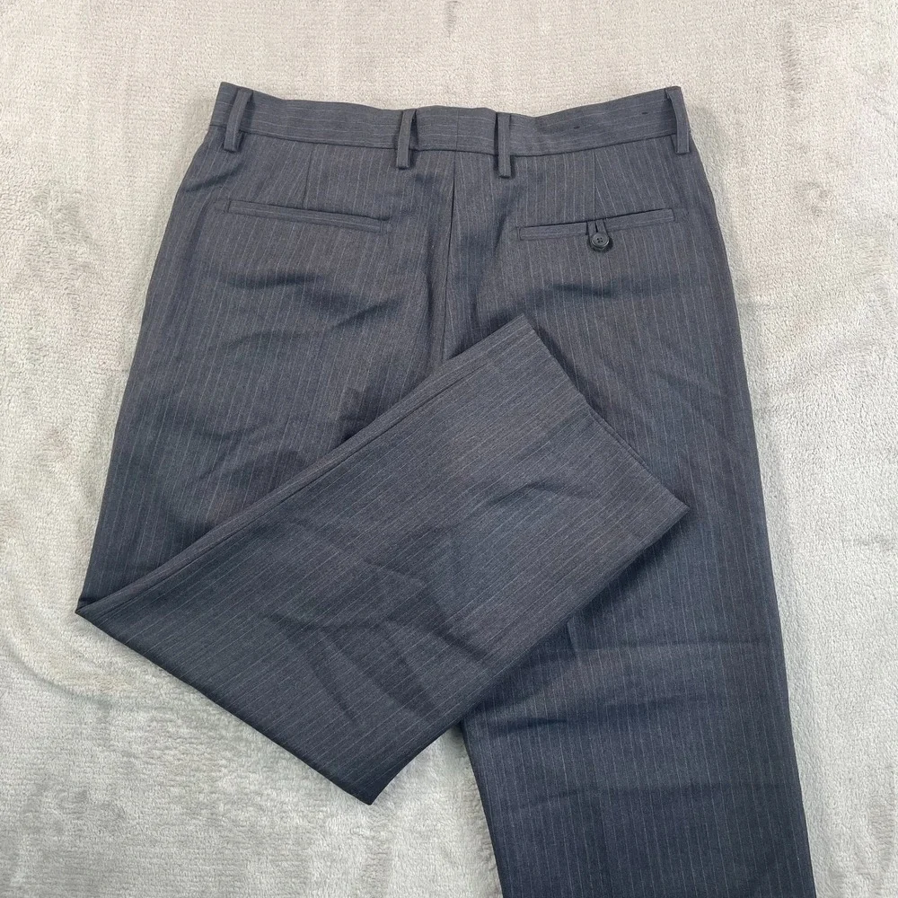 Vintage‎ Banana Republic Pants Men 33x27 Grey Pinstripe Wool Straight Leg Preppy